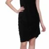 Velvet Party Wear Dress In Black And Grey With Thread Work