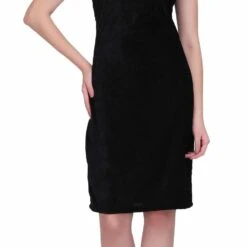 Lycra Party Wear Dress In Black And Grey With Thread Work