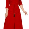 Rayon Casual Dress In Red And Maroon With Thread Work