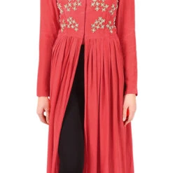 Cotton Engagement Dress In Pink And Majenta With Bugle Beads Work