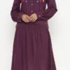 Rayon Casual Dress In Purple And Violet With Thread Work