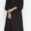 Rayon Party Wear Dress In Black And Grey With Thread Work