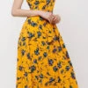 Rayon Casual Dress In Yellow With Printed Work