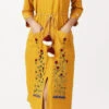 Rayon Casual Dress In Yellow With Embroidered Work