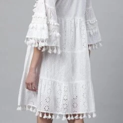 Cotton Party Wear Dress In White And Off White With Thread Work -goodsmile.info shop 1799271 A3