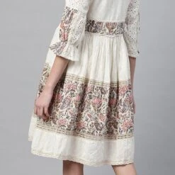 Cotton Casual Dress In White And Off White With Lace Work -goodsmile.info shop 1799272 A3