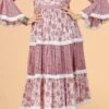 Rayon Party Wear Dress In Pink And Majenta With Printed Work