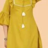 Rayon Party Wear Dress In Yellow With Embroidered Work