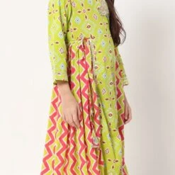 Cotton Girls Dress In Green With Gota Patti Work -goodsmile.info shop 1844016 2