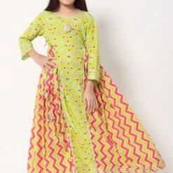 Cotton Girls Dress In Green With Gota Patti Work -goodsmile.info shop 1844016 5