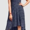 Chiffon Casual Dress In Blue With Printed Work