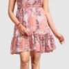 Chiffon Casual Dress In Pink And Majenta With Printed Work