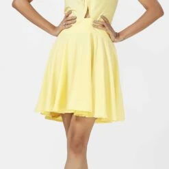 Crepe Silk Casual Dress In Yellow With Thread Work