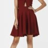 Crepe Silk Casual Dress In Red And Maroon With Thread Work