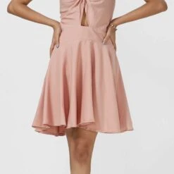 Crepe Silk Casual Dress In Pink And Majenta With Thread Work