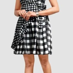 Georgette Casual Dress In Black And Grey With Printed Work