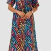 Crepe Silk Casual Dress In Multicolor With Printed Work
