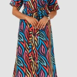 Crepe Silk Casual Dress In Multicolor With Printed Work
