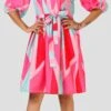 Crepe Silk Casual Dress In Pink And Majenta With Printed Work