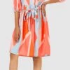 Crepe Silk Casual Dress In Orange With Printed Work