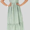 Crepe Silk Casual Dress In Green With Printed Work