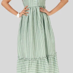 Crepe Silk Casual Dress In Green With Printed Work
