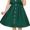 Crepe Silk Casual Dress In Green With Thread Work