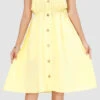 Crepe Silk Casual Dress In Yellow With Self Work