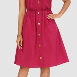 Crepe Silk Casual Dress In Pink And Majenta With Self Work