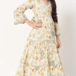 Cotton Summer Girls Dress In White And Off White With Printed Work -goodsmile.info shop 1850974 2