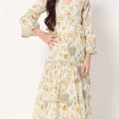 Cotton Summer Girls Dress In White And Off White With Printed Work -goodsmile.info shop 1850974 5