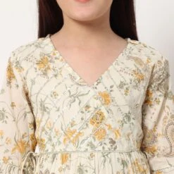 Cotton Summer Girls Dress In White And Off White With Printed Work -goodsmile.info shop 1850974 6