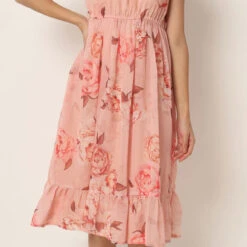 Georgette Party Wear Dress In Pink And Majenta With Printed Work