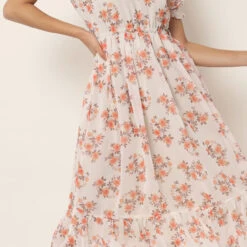 Georgette Party Wear Dress In White And Off White With Floral Work