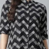 Rayon Casual Dress In Black And Grey With Printed Work