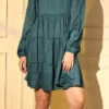 Viscose Casual Dress In Blue With Thread Work