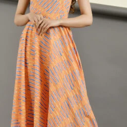 Cotton Designer Dress In Pink And Majenta With Lehariya Work