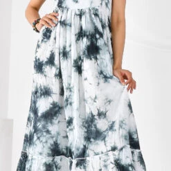 Cotton Summer Dress In White And Off White With Tye N Dye Work