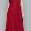 Rayon Casual Dress In Red And Maroon With Sequence Work