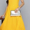Rayon Casual Dress In Yellow With Sequence Work