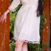 Cotton Party Wear Dress In White And Off White With Resham Work