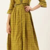 Cotton Party Wear Dress In Green With Thread Work