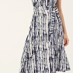 Wool Daffodil Party Wear Dress In White And Off White With Tye N Dye Work