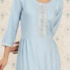 Rayon Party Wear Dress In Blue With Sequence Work
