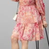 Rayon Casual Dress In Pink And Majenta With Digital Print Work