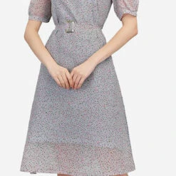 Georgette Party Wear Dress In Black And Grey With Printed Work