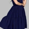 Crepe Silk Casual Dress In Blue With Thread Work