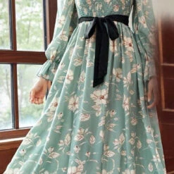 Rayon Festive Dress In Multicolor With Floral Work