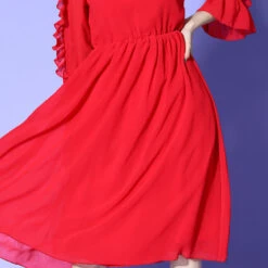 Chiffon Festive Dress In Multicolor With Thread Work