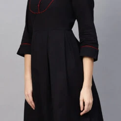 Rayon Casual Dress In Black And Grey With Thread Work -goodsmile.info shop A637450910192711890